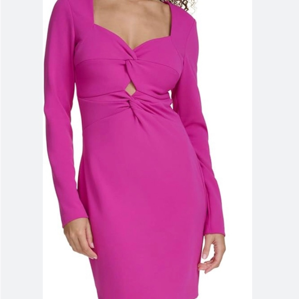 NWT Siena Fuschia Long Sleeve Twist Front Dress Size 4